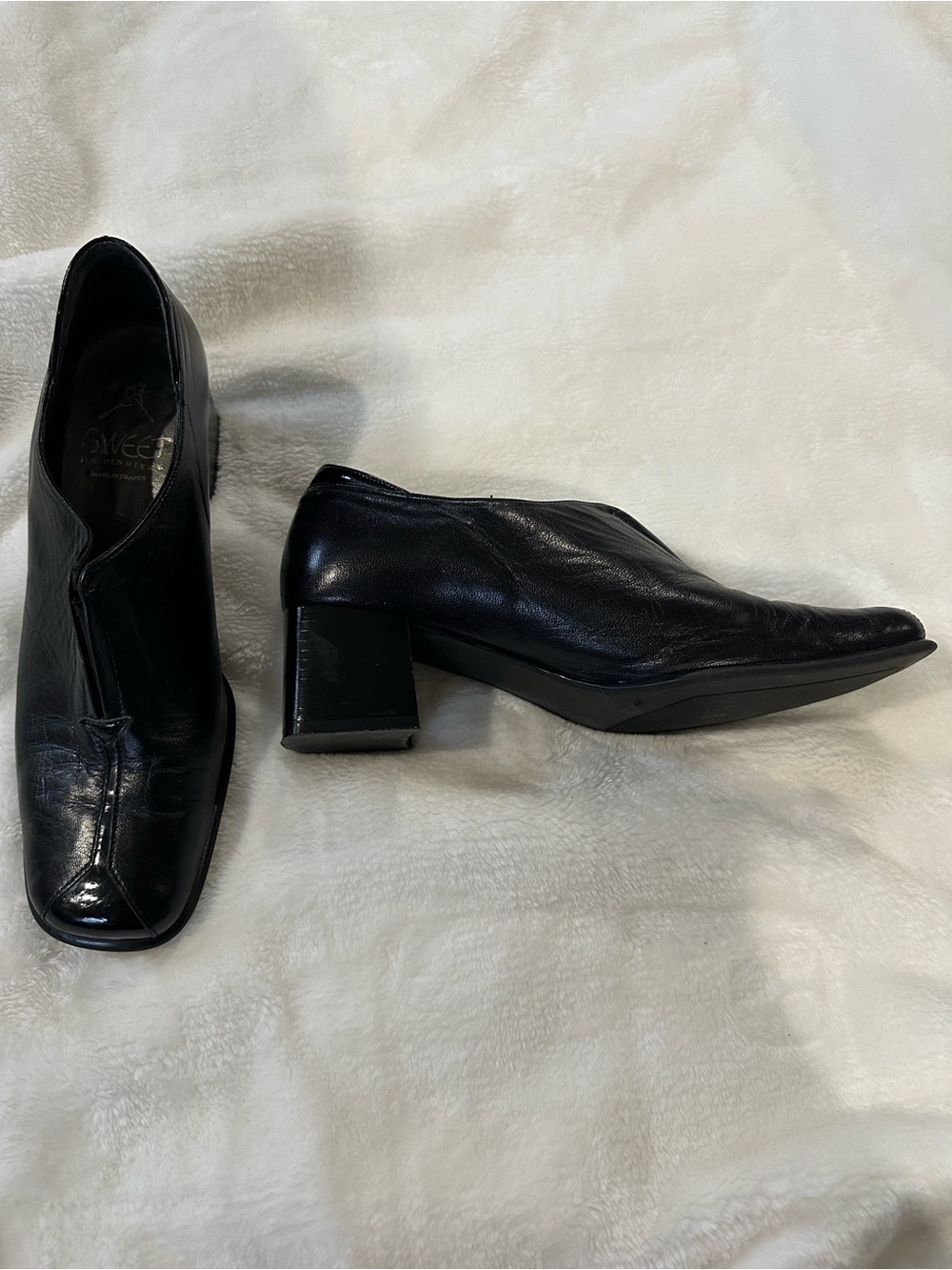 SWEET DE PINDIERE French Designer Block Heel Leather Loafers Sz8 Luxury Quality